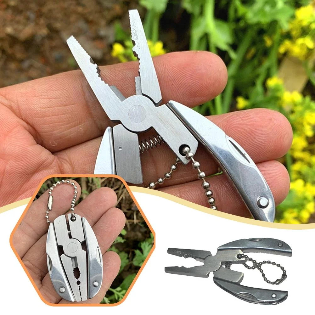 Portable Multi-Tool Pliers Combo Knife Bit ScrewDriver Keychain -Stainless Steel