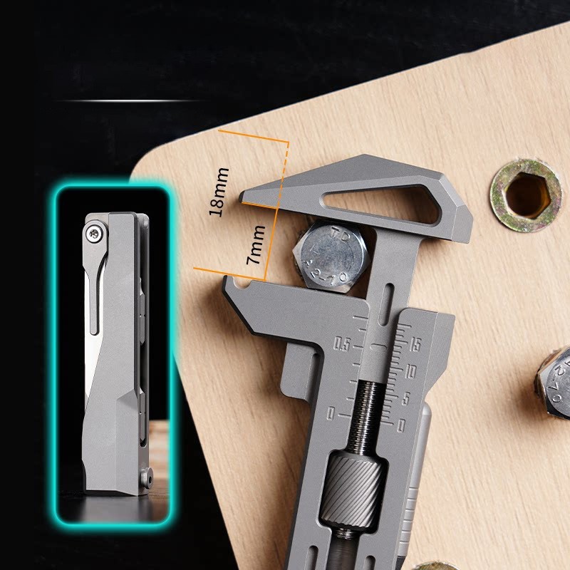 Titanium Alloy EDC Wrench Ratchet Screwdriver Caliper Bit Holder Utility Cutter