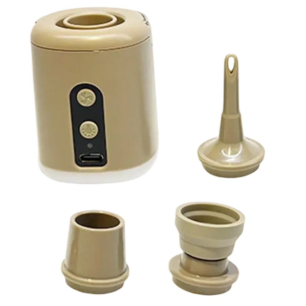 Camping Essential Compact Air Pump with LED Light and Nozzle Attachments