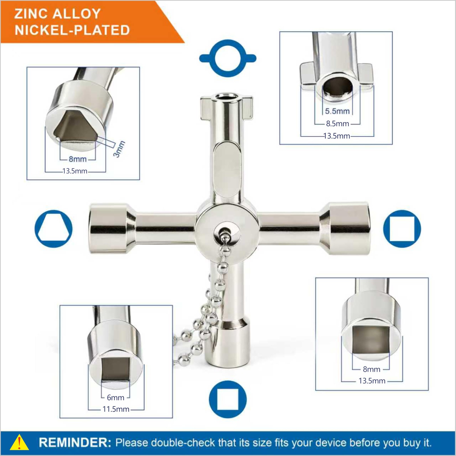 Sillcock Key and Radiator Key Set (6-Piece) – Includes 2 Water Meter Keys & 4…