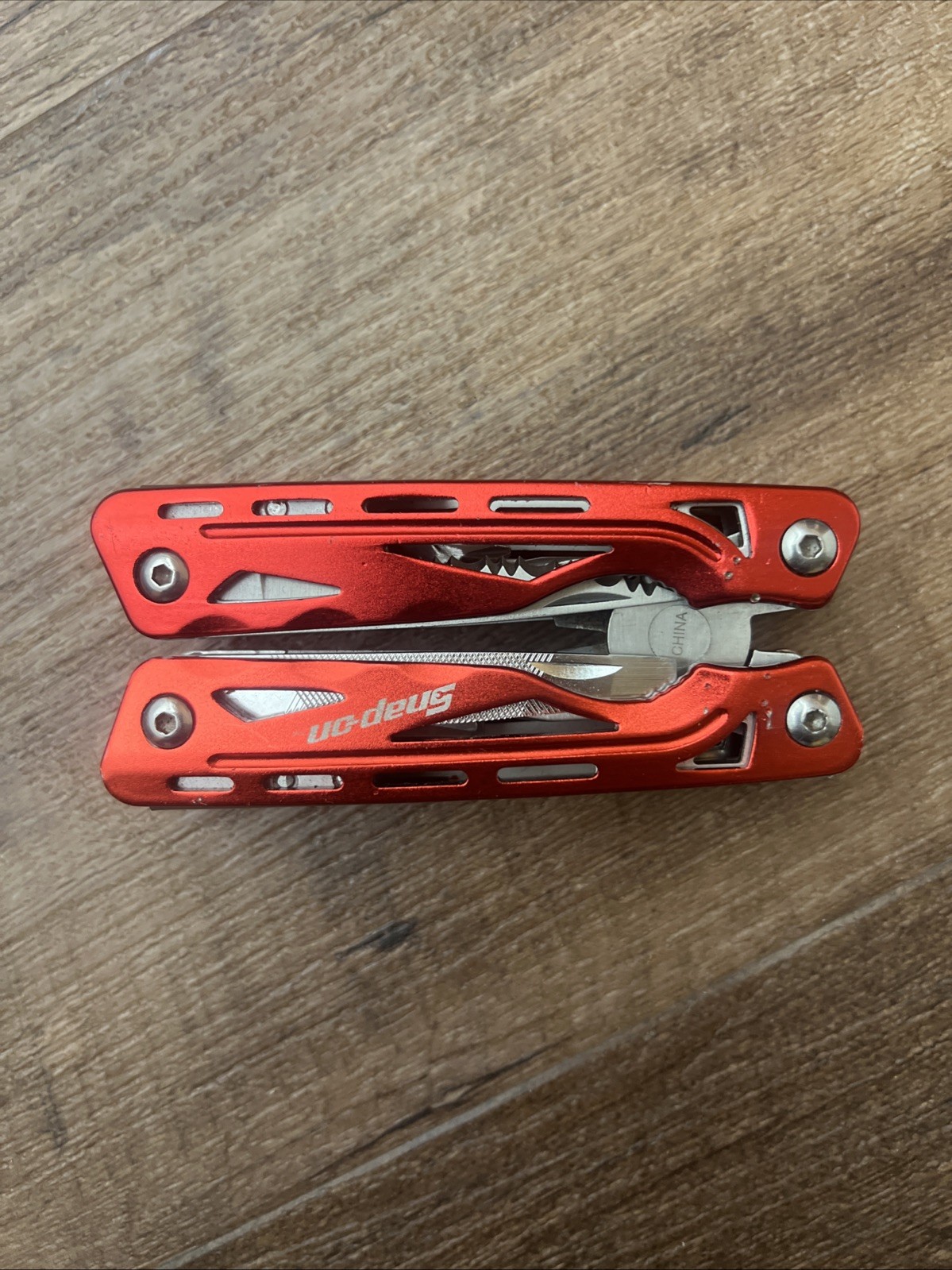 🌟Snap-on Red Stainless Steel 4″ Multi-Tool Pliers, Knife, File, & Sheath, NICE!