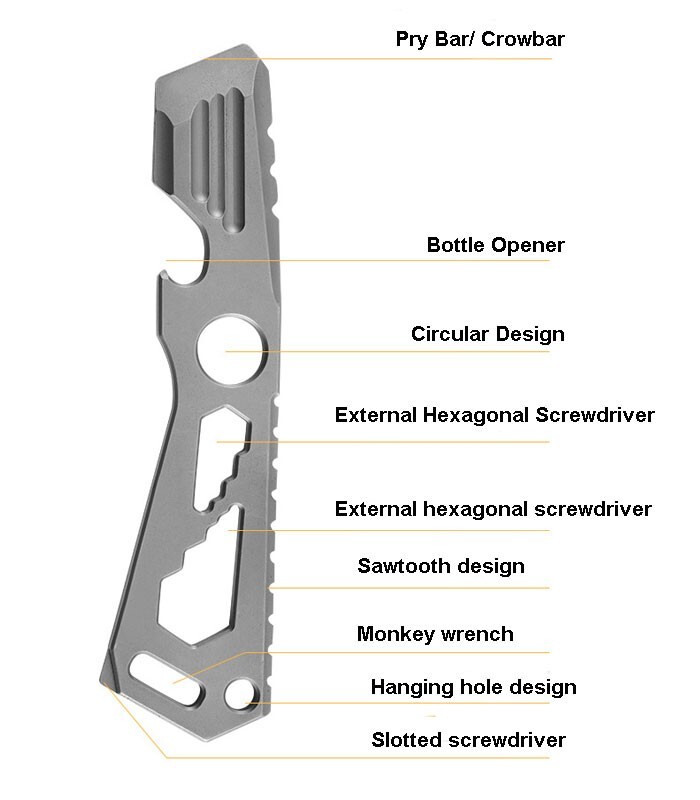EDC Titanium Stainless Steel Multitool Card Crowbar Opener outdoor Pry Bar Tool
