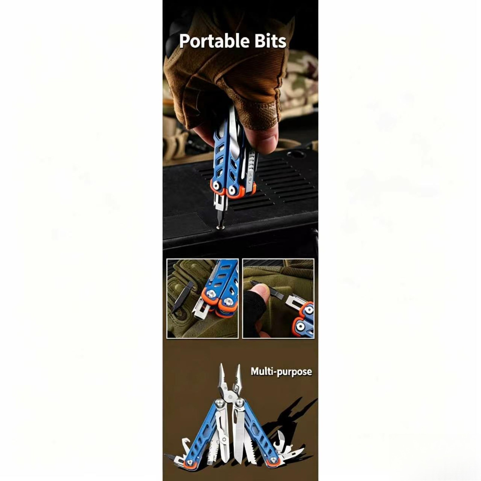 Outdoor Camping Hiking Stainless Steel Folding Multi Tool EDC Pliers