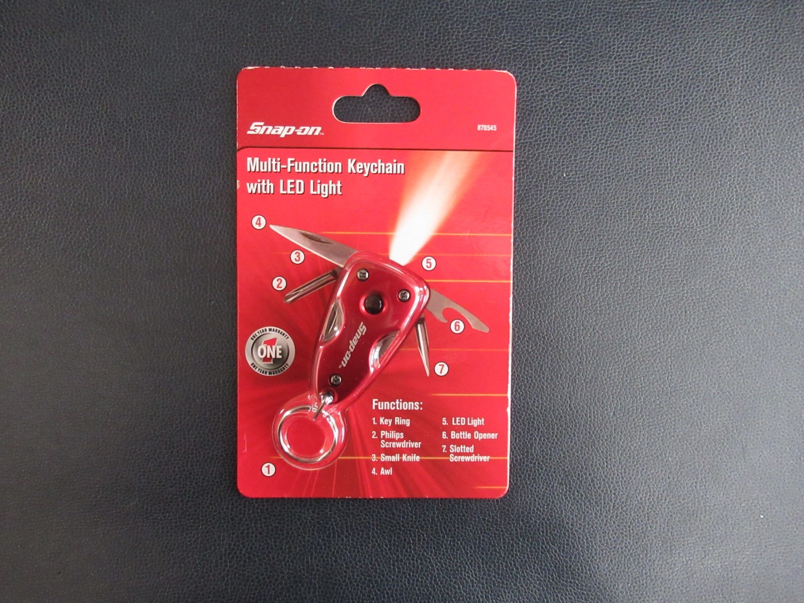 NEW Snap-On RED Multi-Function Keychain w/Light Knife Screwdriver 870545