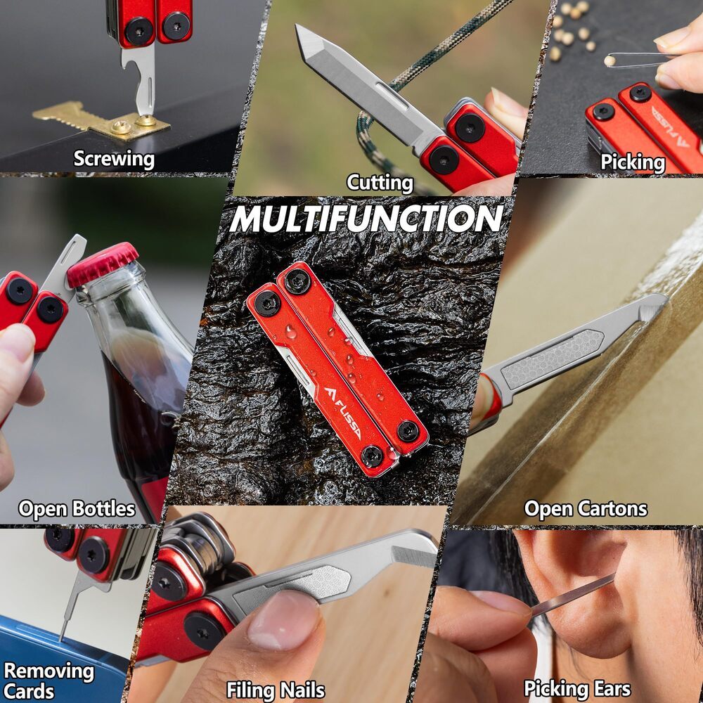 FLISSA Multitool Scissor 11-in-1 Multi Tool Stainless Steel Knife Bottle Opener