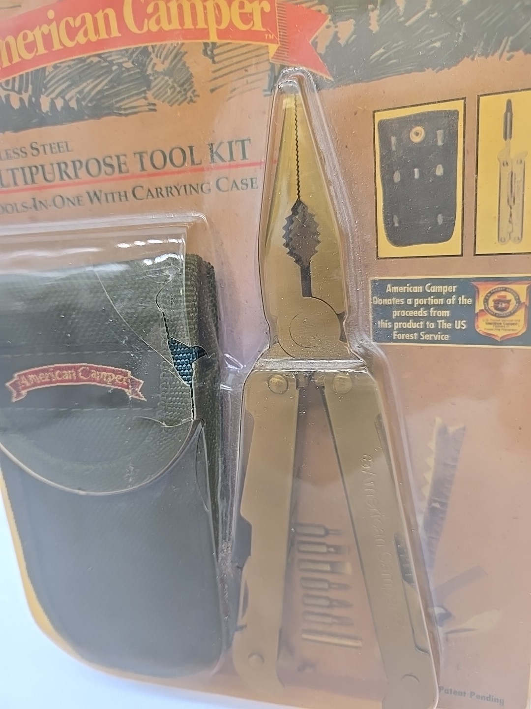 Vintage American Camper Stainless Steel Multi Tool Nylon Case & Bits NOS