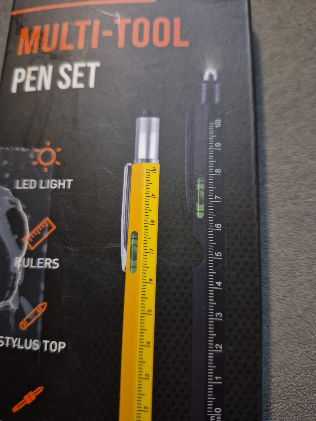 Multi Tool 9 In 1 W/Batteries Pen Stylus Screwdriver Light Level Ruler 2 Pack