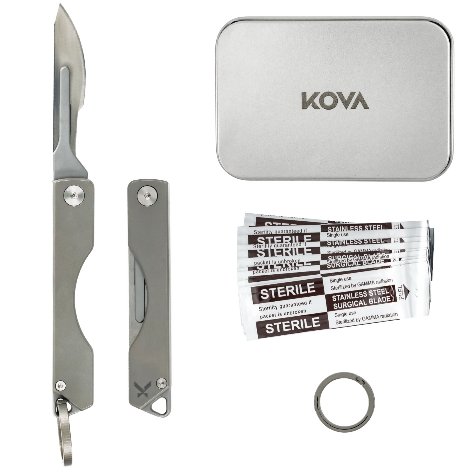 KOVA Precision Key Folding Knife Magnetic Closure Titanium Keychain Utility Tool