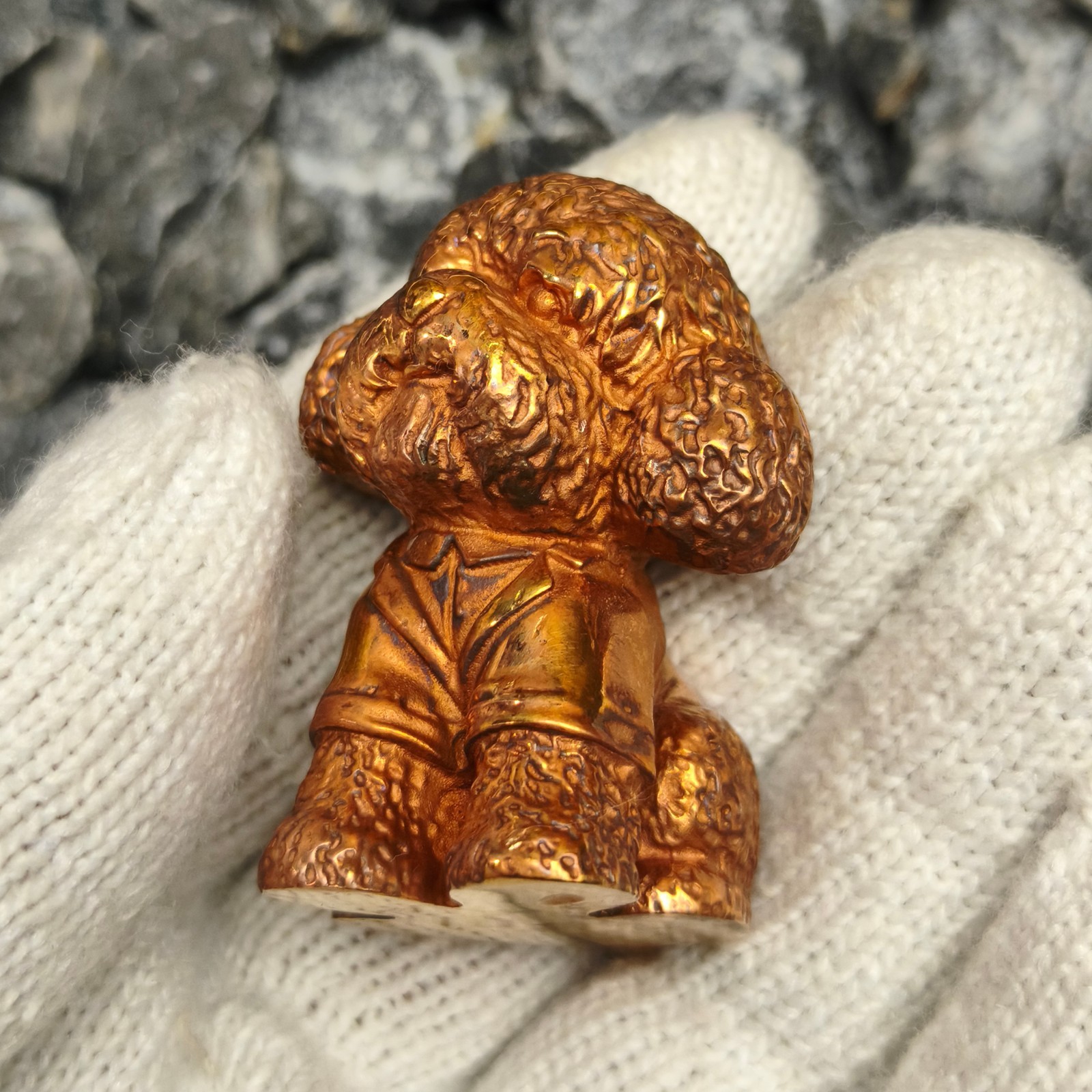 Pure copper sculpture Teddy Poodle ornament Artistic animal canine dog