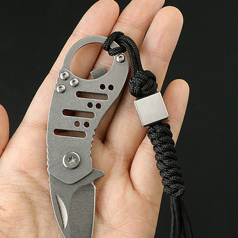 Square TC4 CNC Knife Lanyard Bead EDC DIY Parachute Pendant Rope Braiding Tool