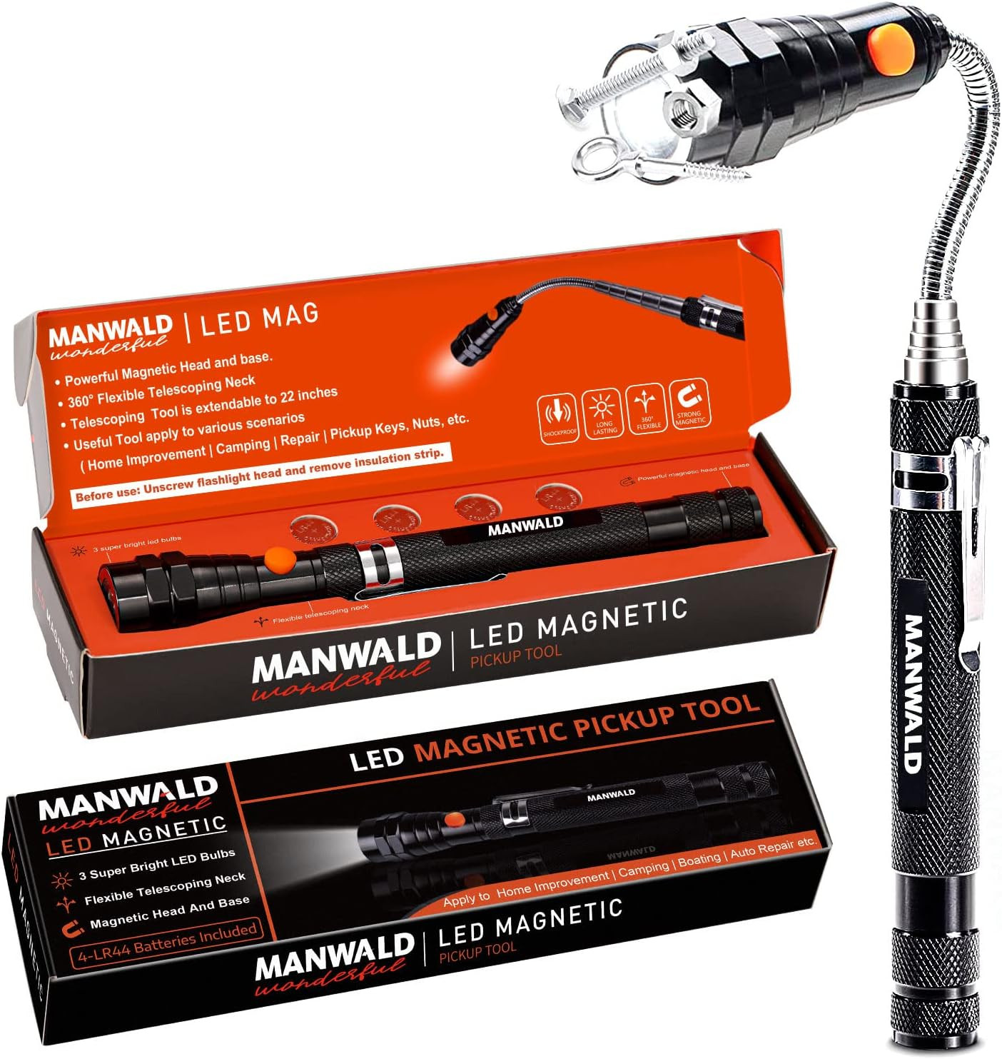 LED Magnetic Pickup Tools, Christmas Stocking Stuffers for Men Adults, Telescopi
