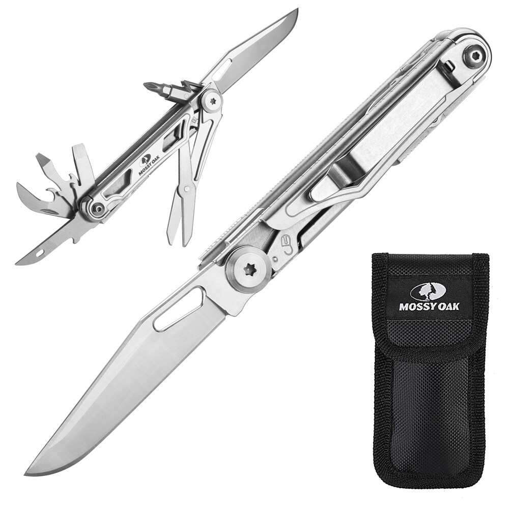 Mossy Oak 12-in-1 Multitool Folding Tool Multifunctional EDC Tool w/Belt Clip