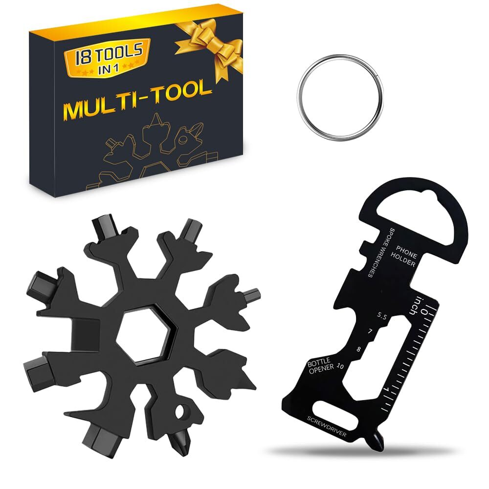 18 In 1 Snowflake Multitool & 8 In 1 Keychain Tool Stocking Stuffers For Men Chr