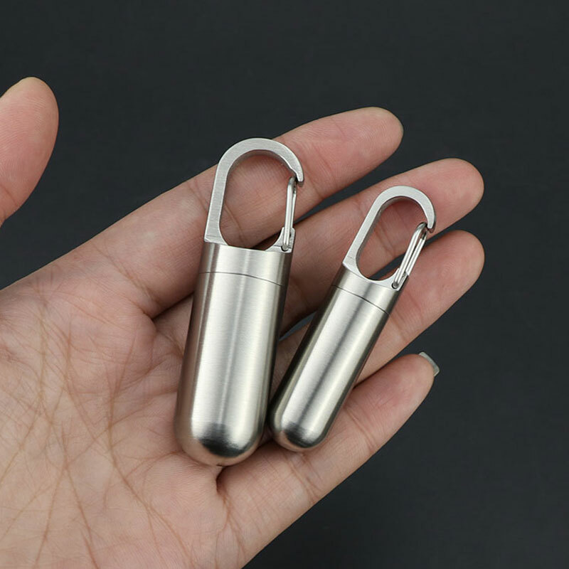 Outdoor Survival Waterproof Pill Case Key Chain Capsule Seal Container Box New
