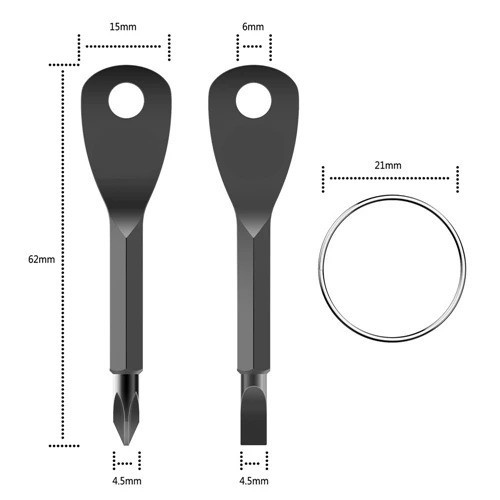 Mini EDC Screwdriver Keychain Tool 1/4 Hex Pocket Multi Tool Flat