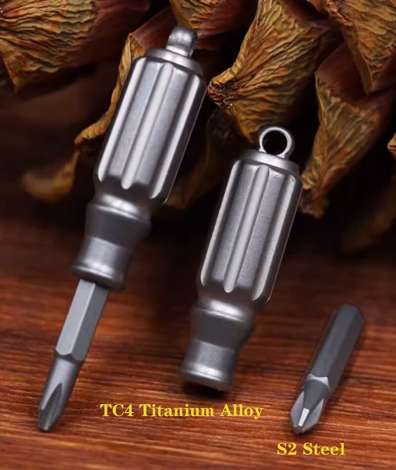 Mini Pocket Titanium S2 steel Screwdriver Portable Outdoor Keychain EDC Gadget