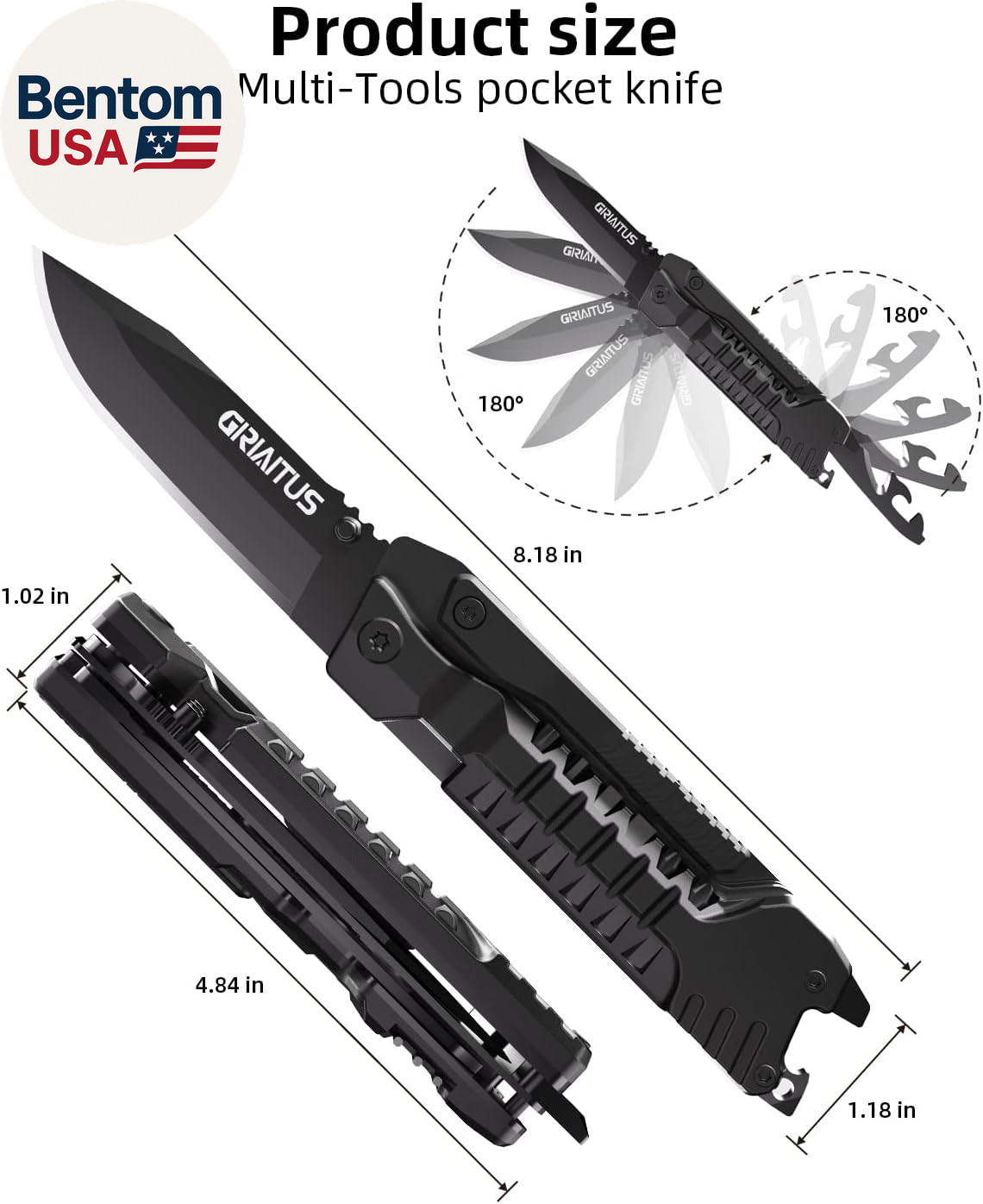 Multitool Knife 17 in 1Fire Starting Sticks, Bottle Opener, Saw Screwdrivers Bot