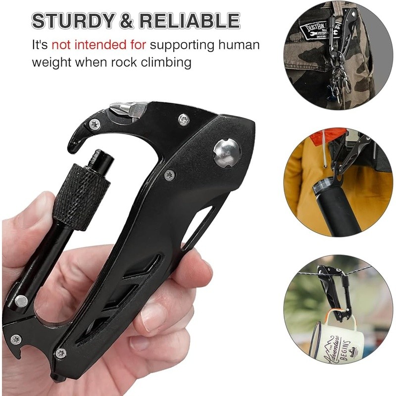 6 in 1 Multitool Pocket Knife Carabiner Bottle Opener Glass Breaker EDC Tool New