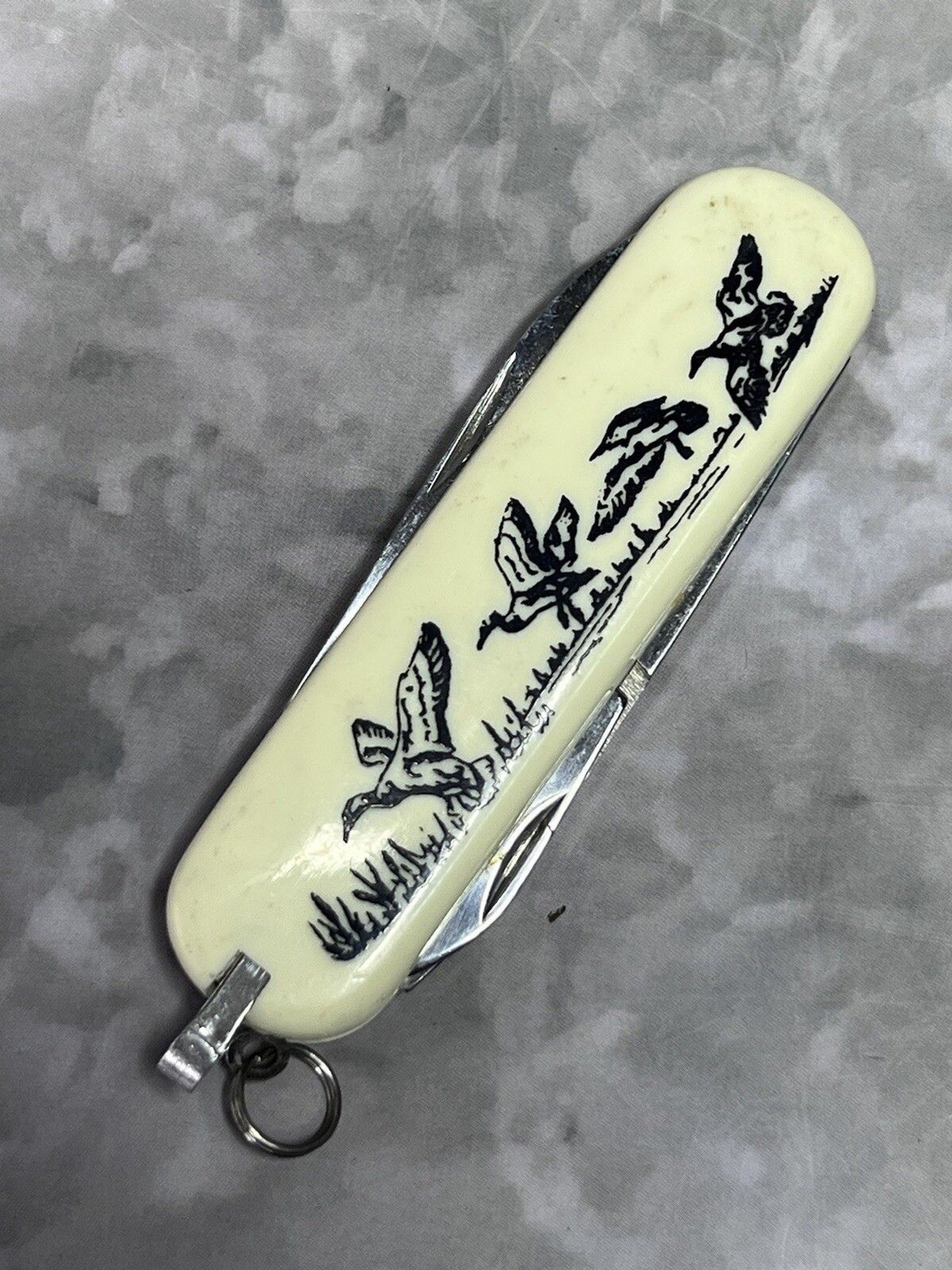 Vintage Duck Hunting Multi Tool Pocket Tactical Camping Folding Army Knife #1695