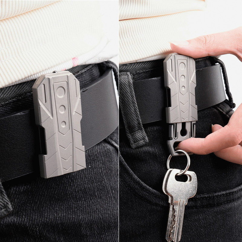 EDC Titanium Belt Buckle Portable Men’s Belt Clip Waist Hang Keychain Crowbar