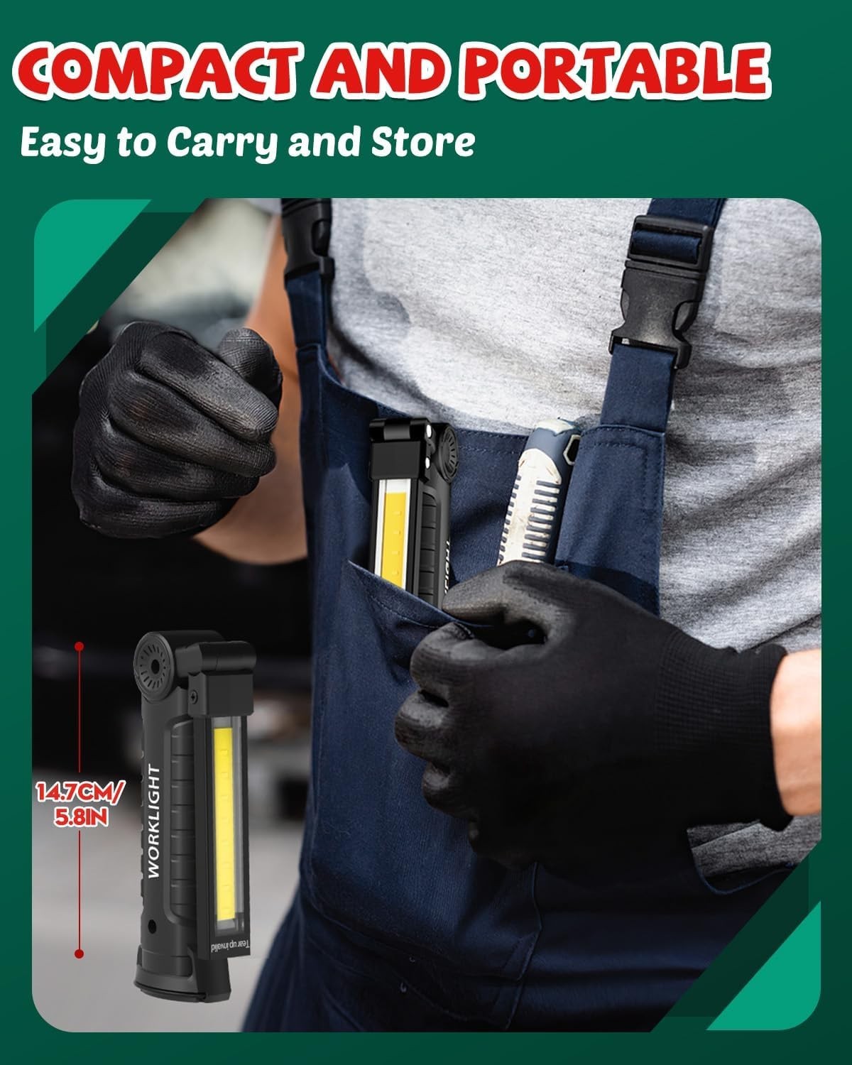 Rechargeable LED Work Light 2-Pack with Magnetic Base – Perfect Gifts for Men!