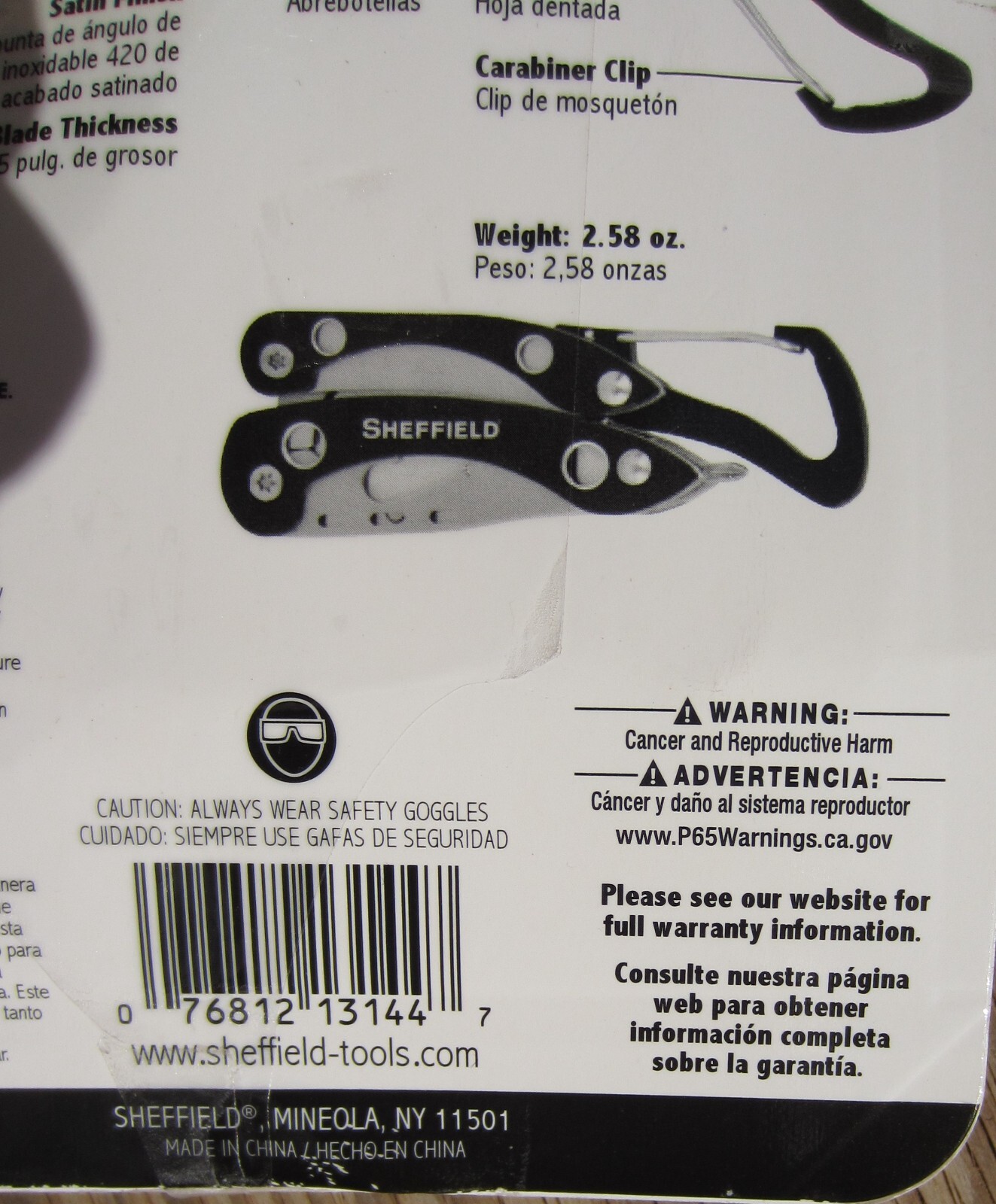 Sheffield WASP 8-in-1 Multi-Tool,1.5″ 420 stainless steel, 3″ alumin handle