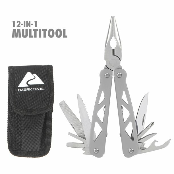 OZARK TRAIL 12-IN-1 MULTI TOOL WITH SHEATH SILVER HANDLE NEW! FREE SHIP!