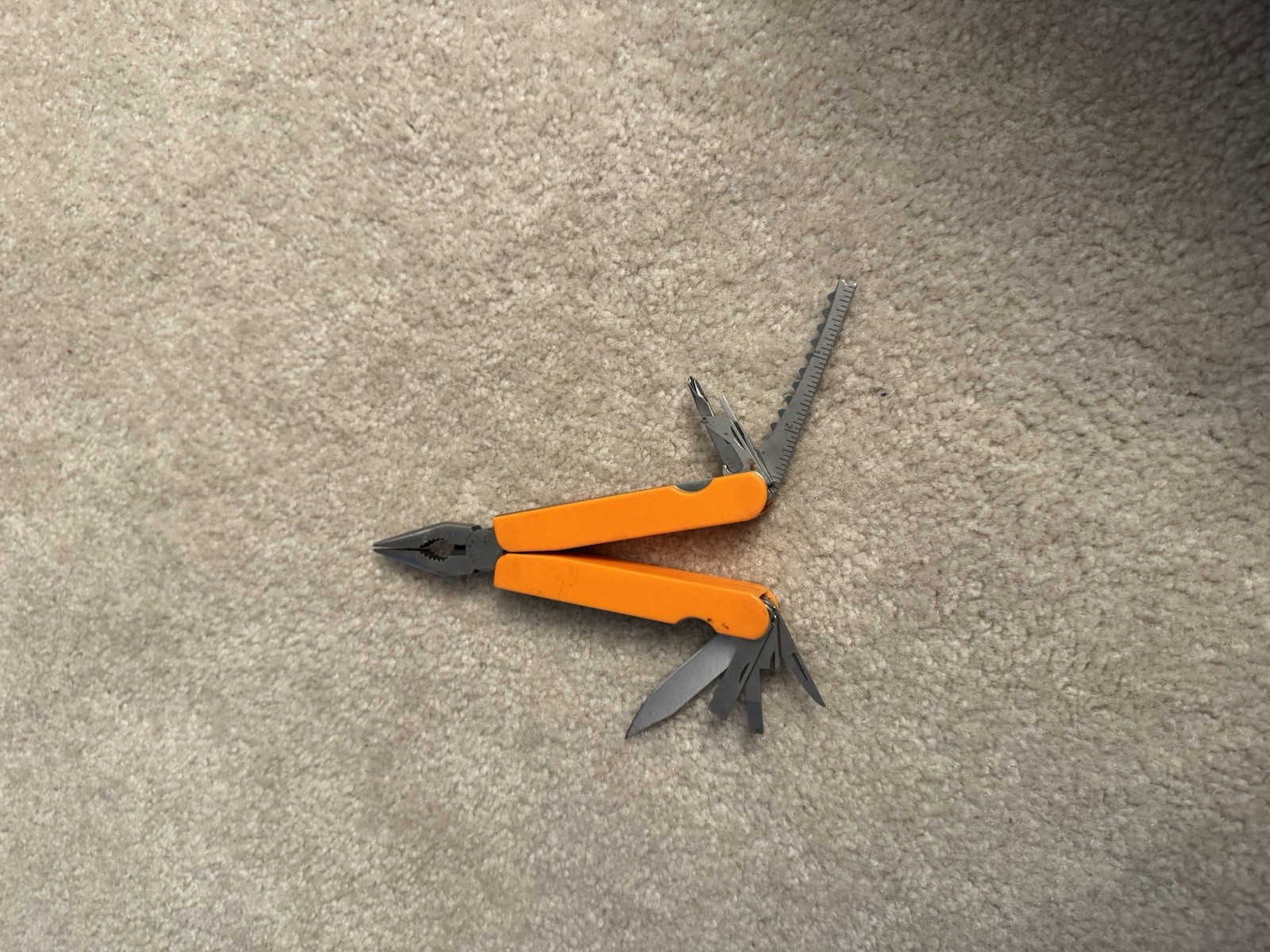 Orange/Black Folding Multi-Tool Pliers 8 Tools Knife File Scissors