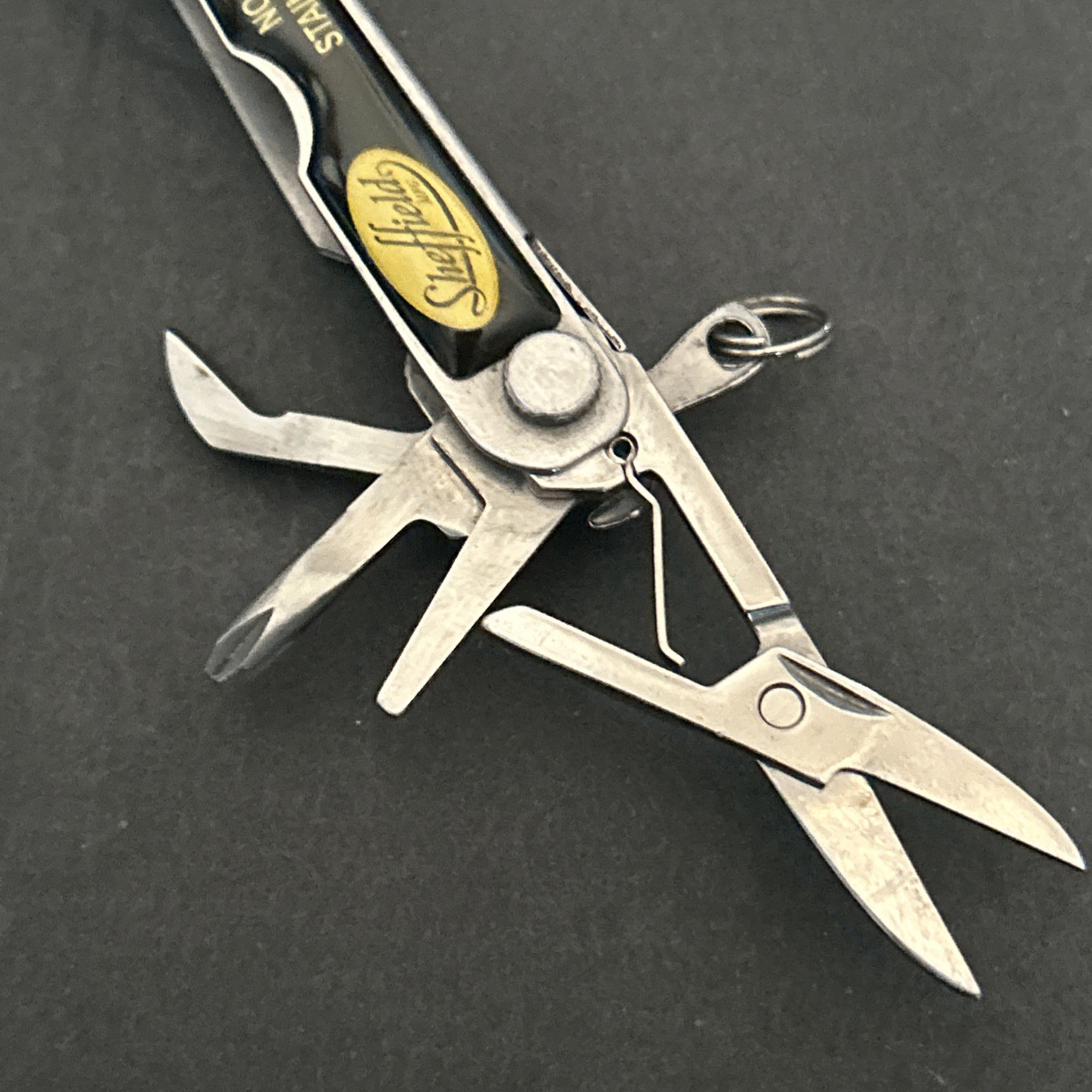 Vintage Sheffield Multi-Tool Knife Pliers-9 Tools Stainless # 12010