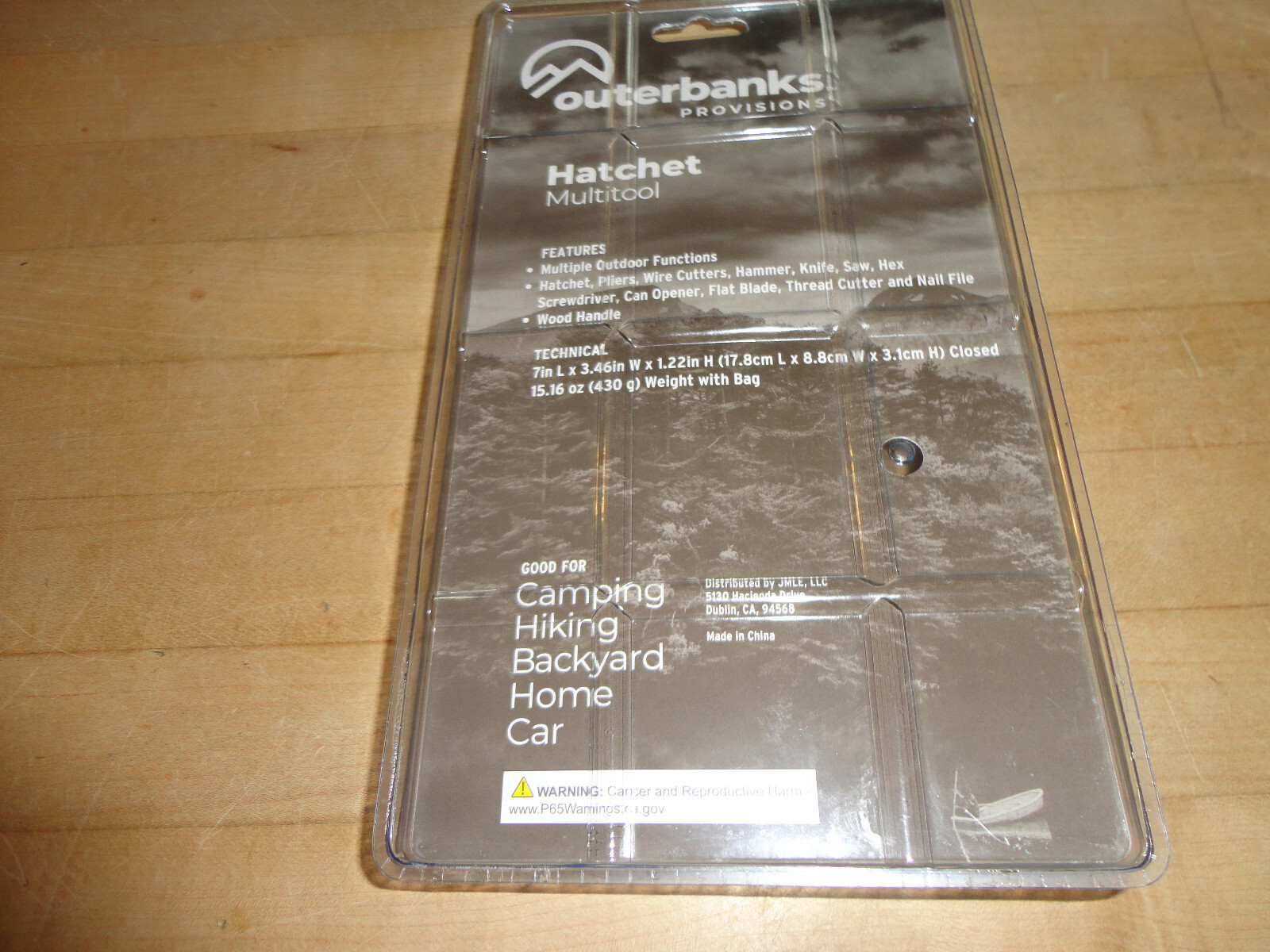 Outerbanks Provisions Hatchet Hammer Multitool ~14 Functions Stainless Wood BNIB