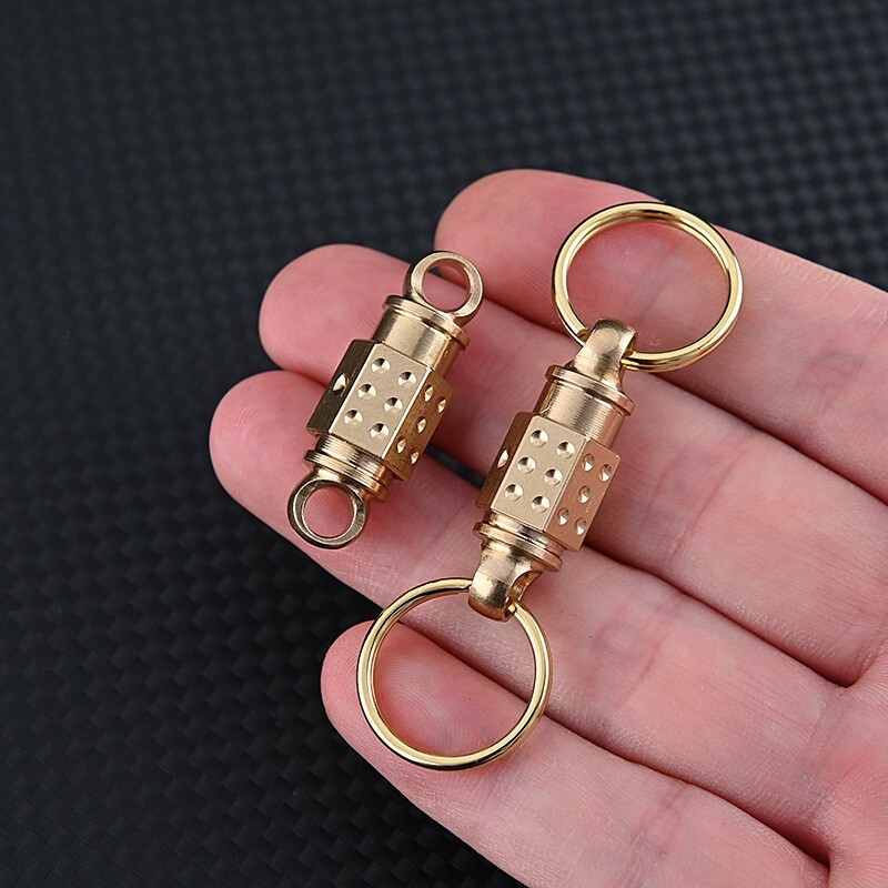 2pcs Solid Brass Quick Release Keychain Portable Car Backpack Key Chain EDC Tool