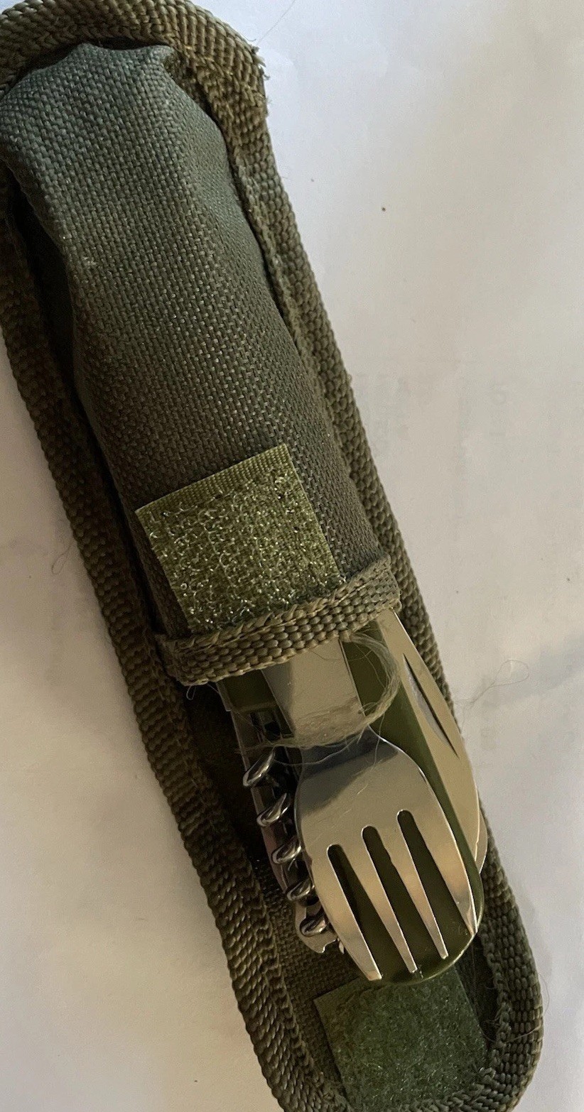 Utensil Knife , Multi Tool . Spoon Fork Flashlight Sheath Great For Camping