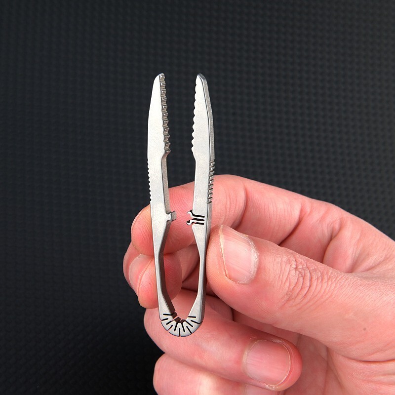 EDC Titanium Snap Tweezers Flat Head Clip Portable Outdoor Keychain Small Tool