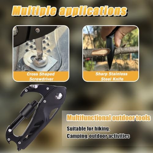 Multitool Carabiner with Pocket Knife, EDC Carabiners Keychain with Folding