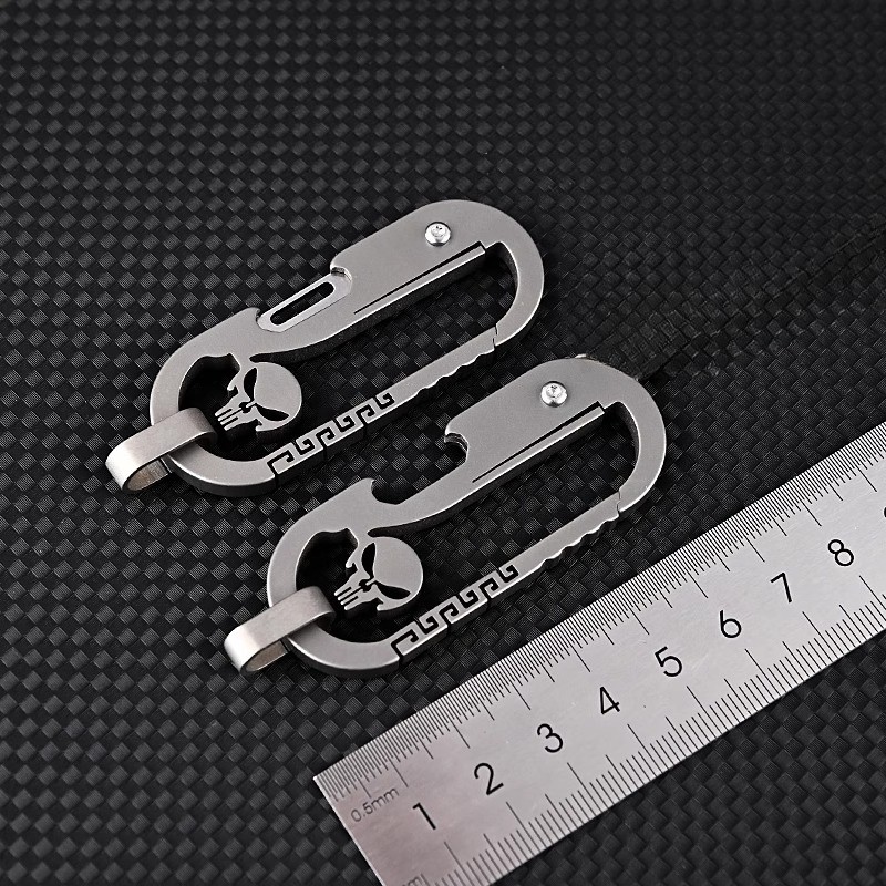 Titanium alloy punisher Skeleton Multi functional Keychain EDC