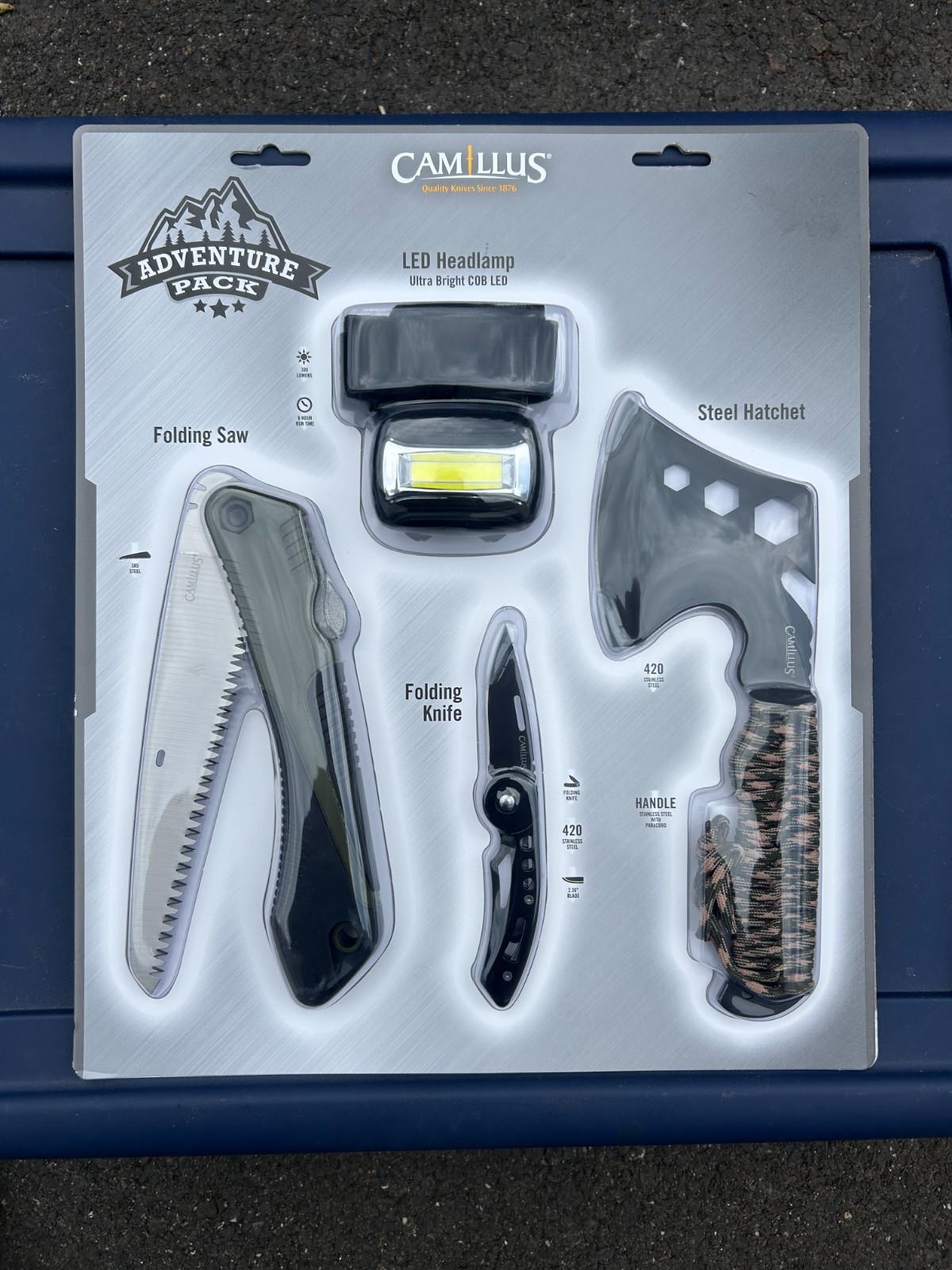 4 Piece Camping Tool Set CAMILLUS Adventure Pack