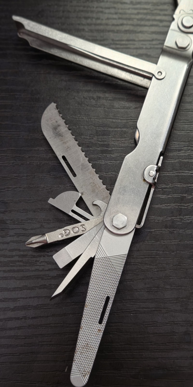 Vintage SOG PowerLock S60 Multi-Tool Patent Stamp Lynnwood WA Leather Sheath