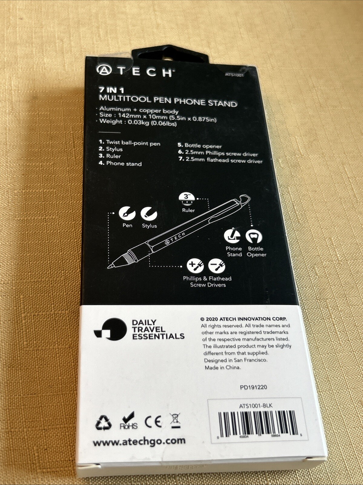 ATech 7 in 1 Multitool Pen – Black –