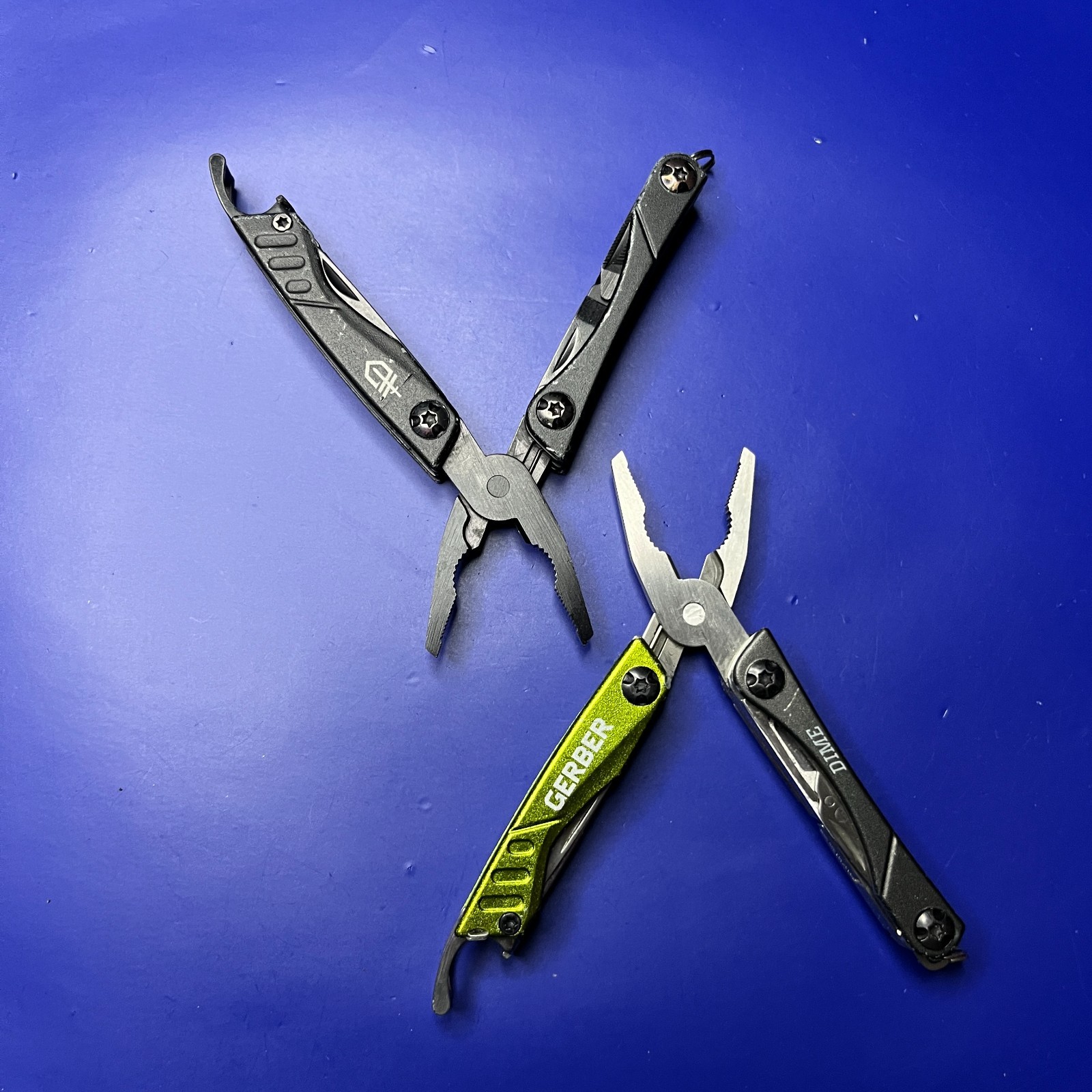 Lot of 2 Gerber Dime Multi-Tools Small Keychain Pliers Knife File Scissors