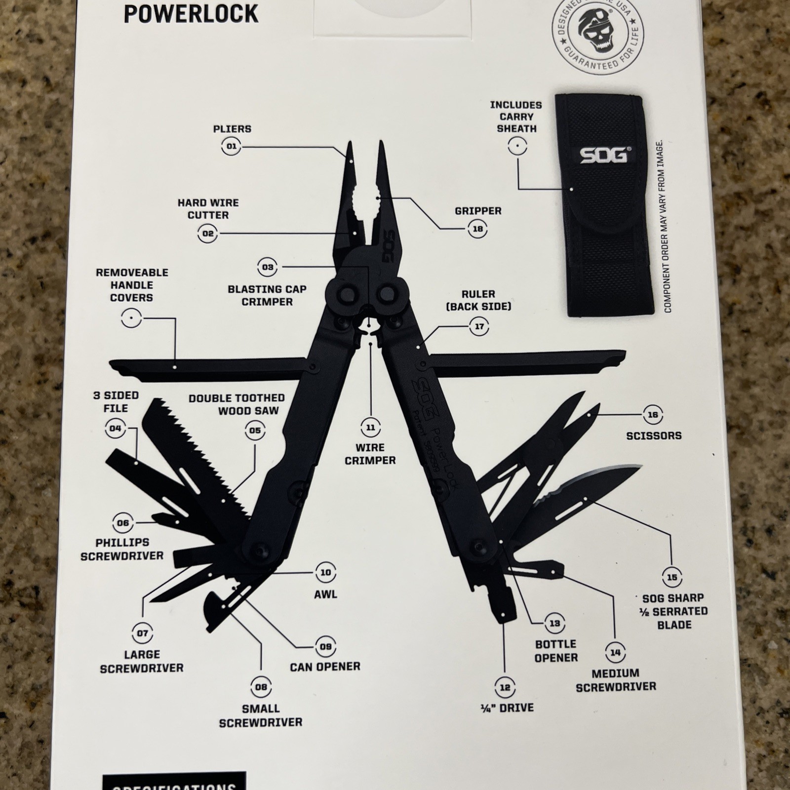 SOG Powerlock Multi-Tool With Scissors 18 Tools Combined – Brand New Sealed