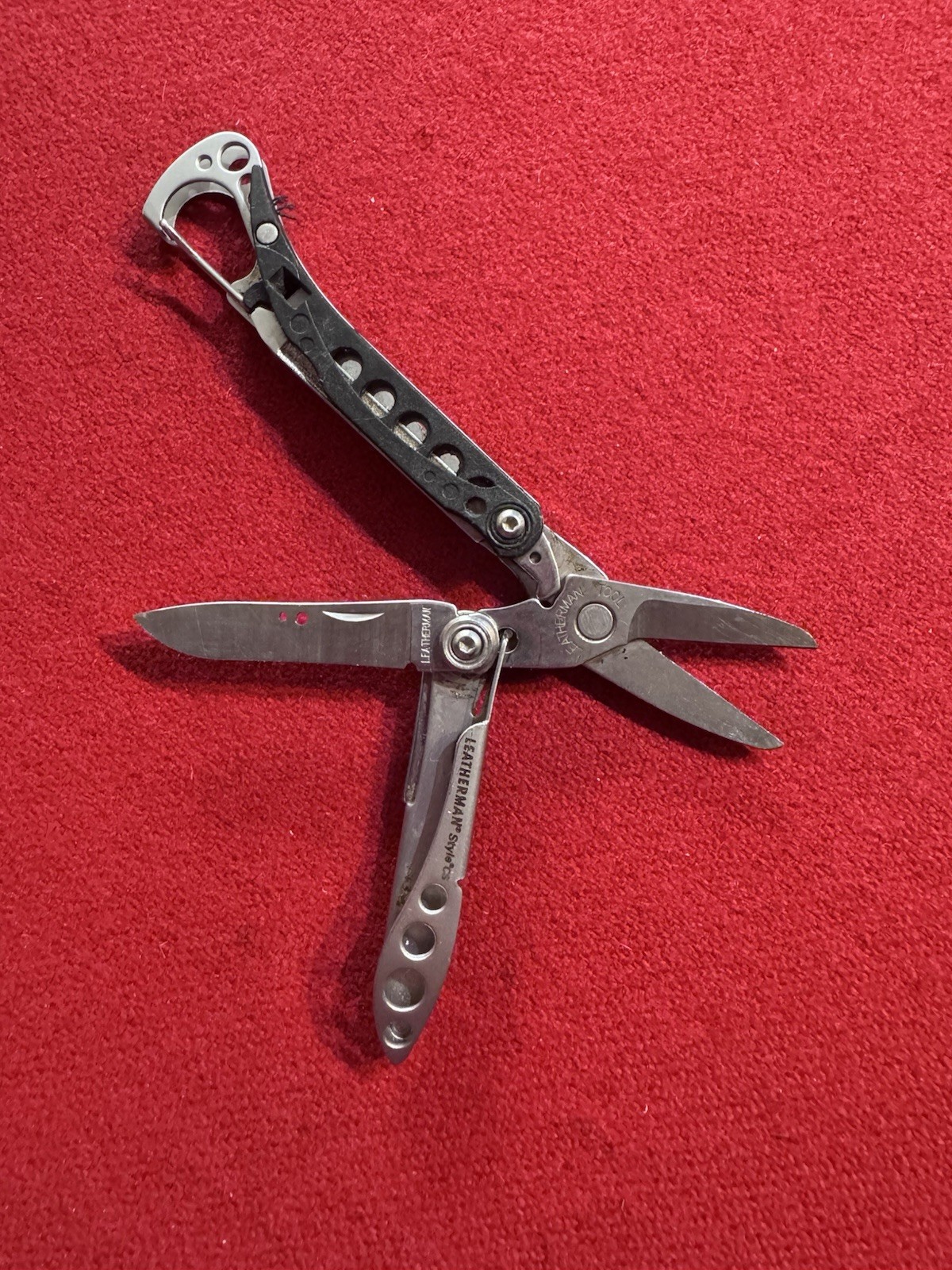 LEATHERMAN STYLE CS Mini Black Multitool Carabiner Knife File USA Retired