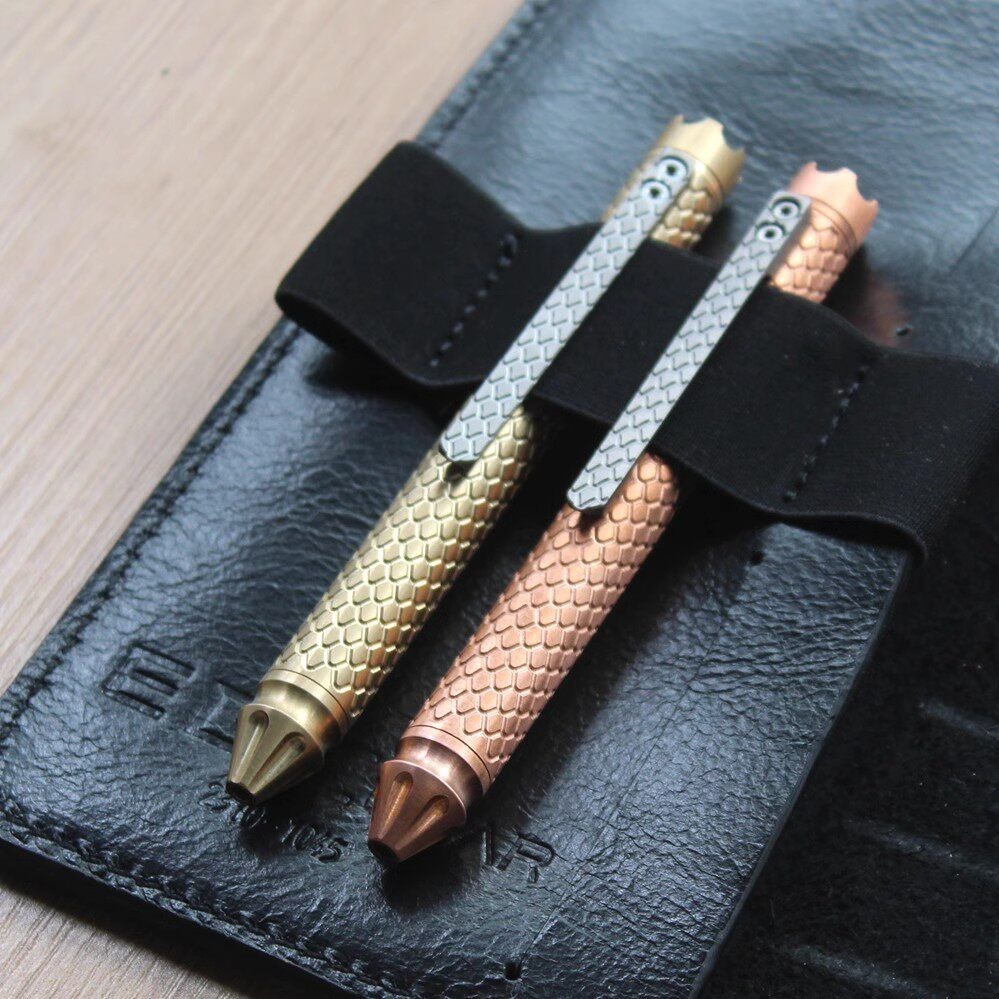 Titanium Alloy Dragon Scale Spinner Pen Brass EDC Gel Pen with Glass Breaker Tip