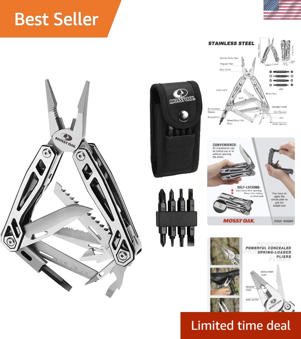 Multitool, 21-in-1 Stainless Steel Pocket Knife with Screwdriver Sleeve, Self…