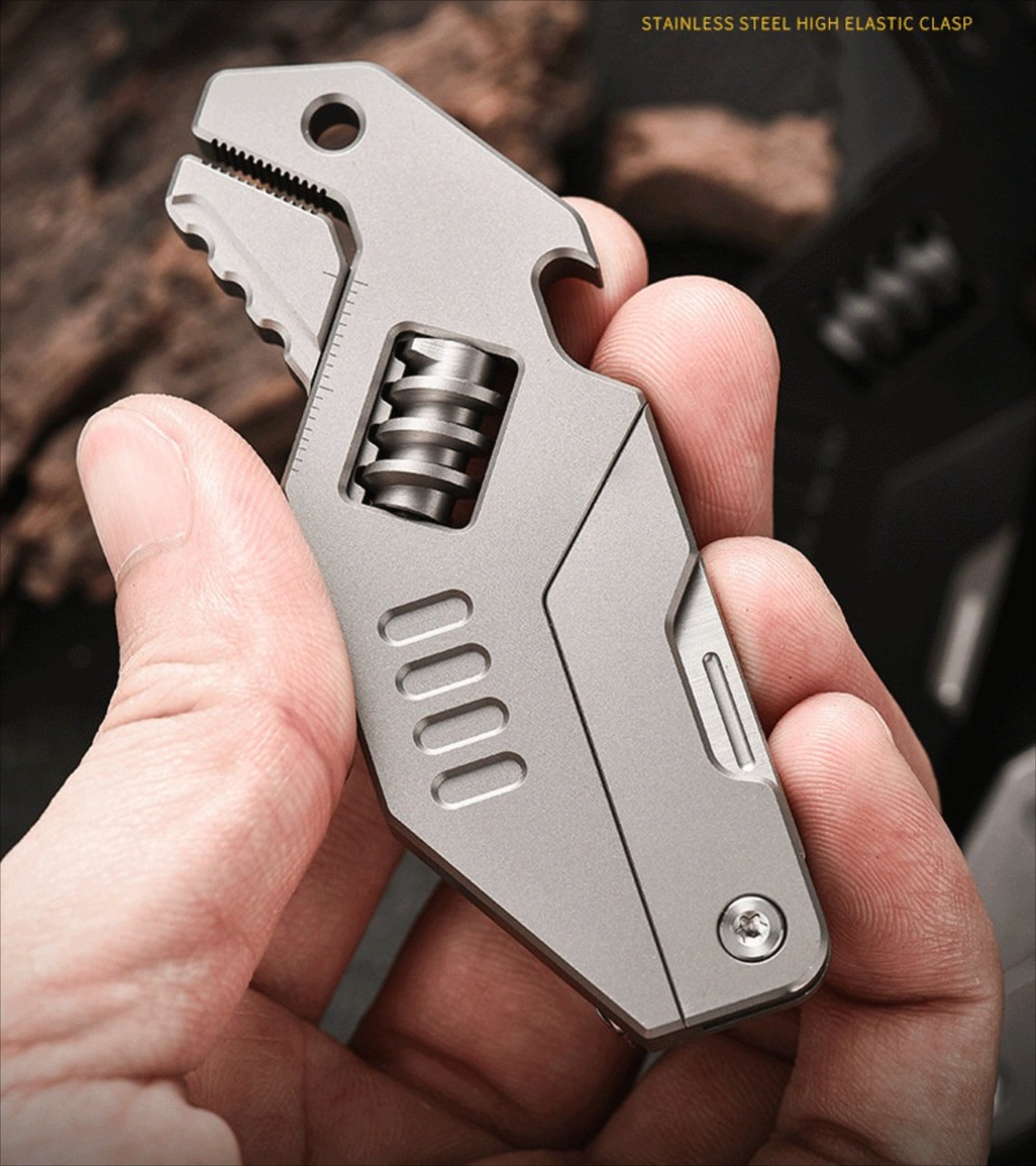 EDC Titanium Alloy Multi Tools Adjustable Wrench Pocket Folding Knife Keychain