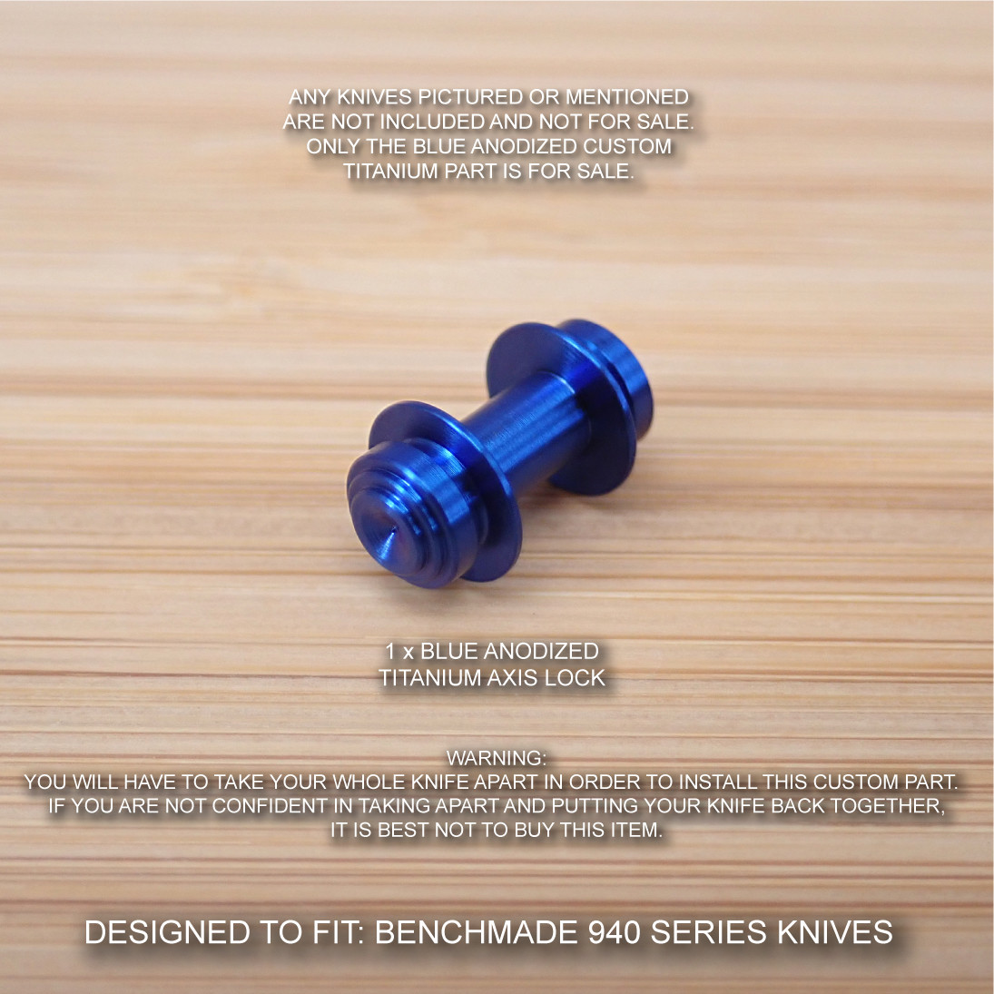 Benchmade 940-1 Osborne BLUE Anodized Custom Titanium Axis Lock Bar – No Knife