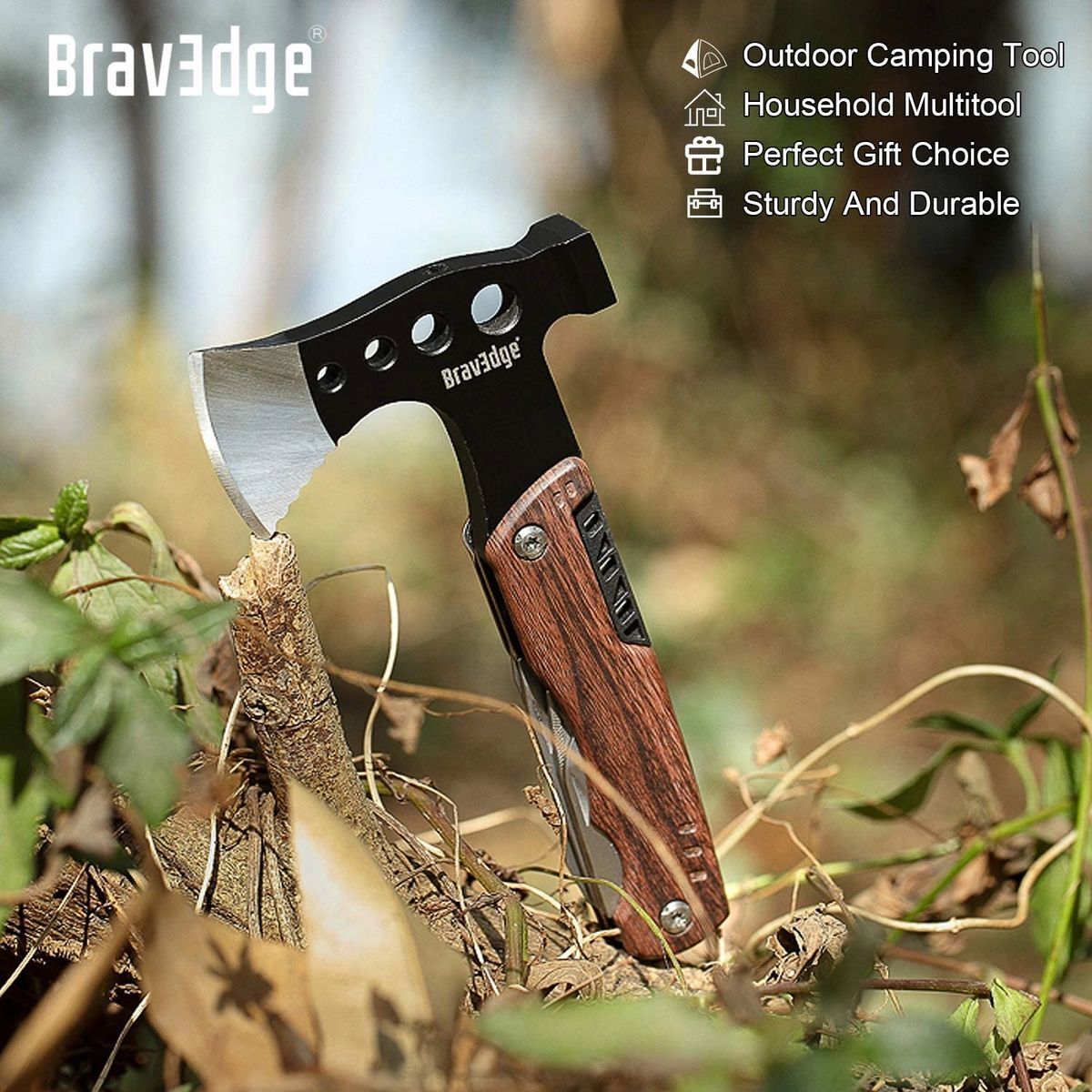 Bravedge BRD-001 Multitool Axe Tool, A Go-Bag MUST, Knife-Opener-Screwdriver Kit