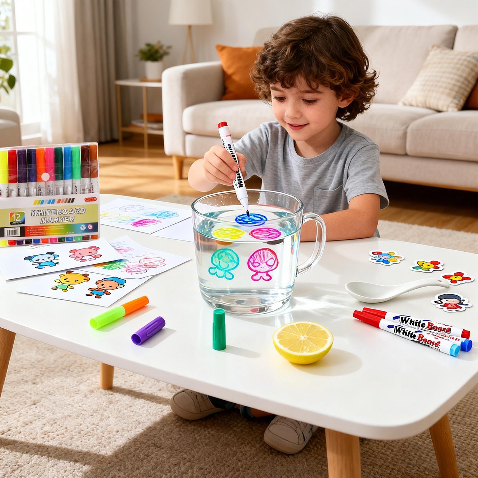 Water Floating Pens with Spoon, Magical Ink Art Set for Kids, Graffiti Drawing
