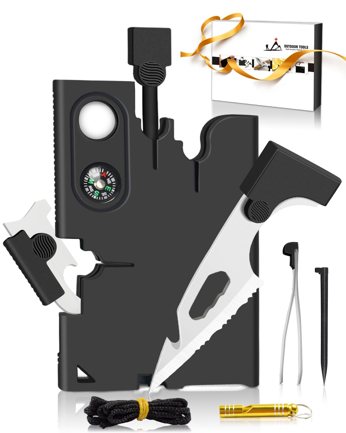 Credit Card Multitool – Gifts for Dad, Grandpa, Men: Knife, Compass, Screwdriver