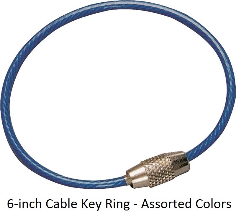 Hy-Ko KC123 Cable Key Ring, 6 in, Stainless Steel