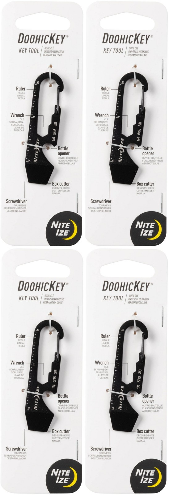 Nite Ize DoohicKey Stainless Steel Key Tool – Black (4-Pack)